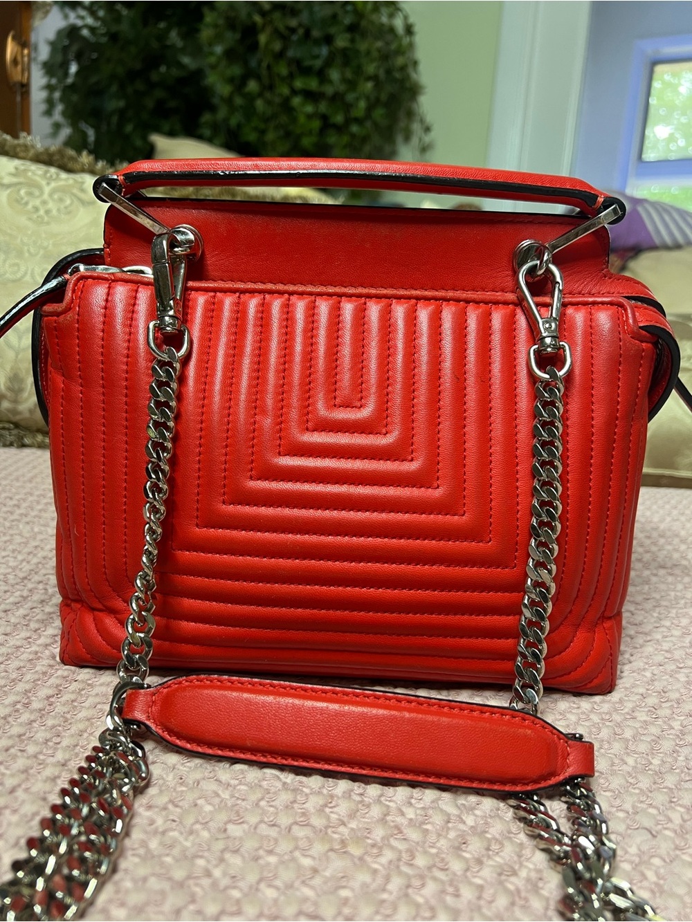Fendi DotCom Click Small Red Quilted Leather Shoulder Bag - Picture 3 of 16